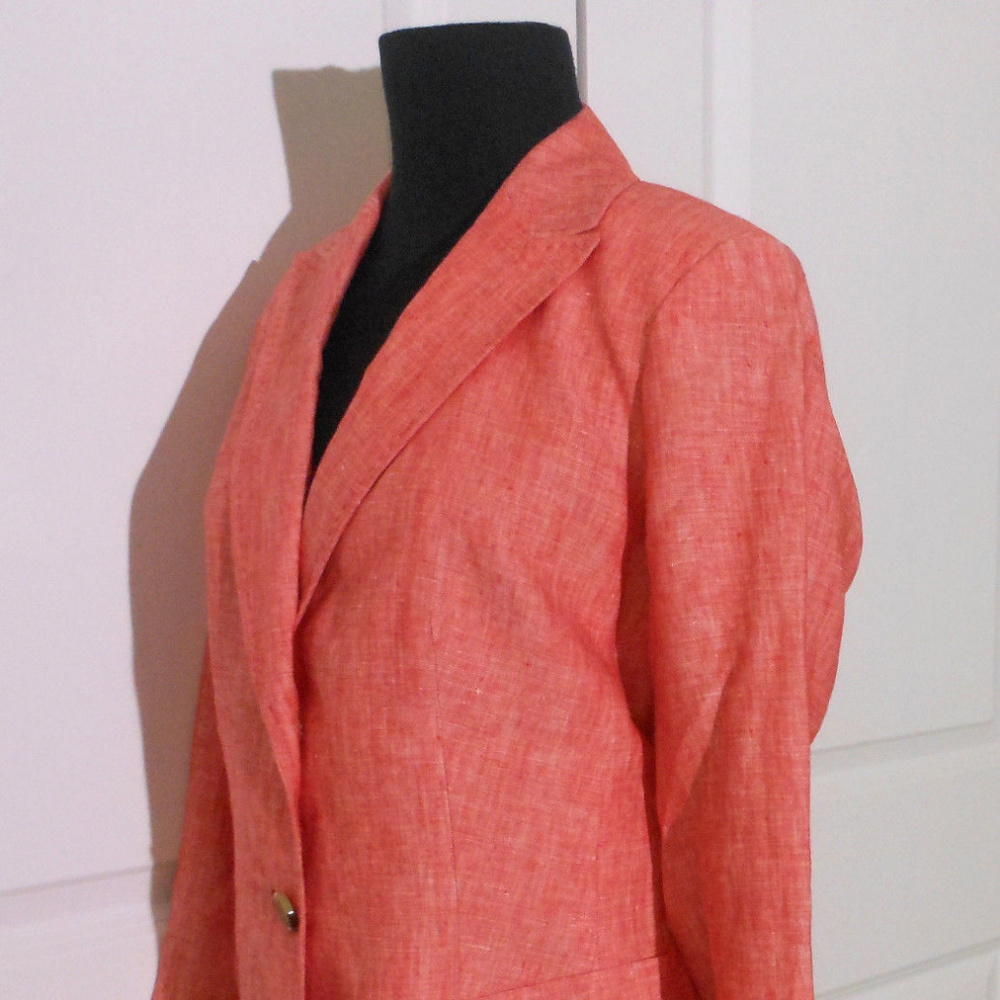 TALBOTS Cross-Dyed Linen Blazer NWT CORAL Jacket - Picture 3 of 6